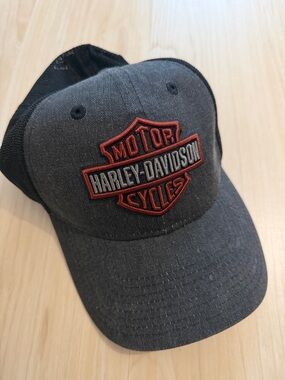 Harley-Davidson Charcoal and Black Mesh Cap with Red Shield Logo